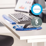 Mouse Pad cu Suport pentru Încheietură Gel Crystal Albastru Fellowes