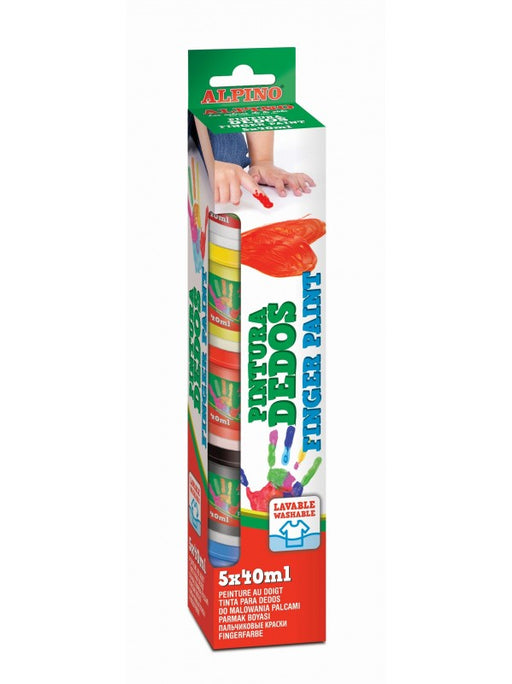 Tempera Lavabilă pentru Pictura cu Mâna Finger Paint 5 Culori x 40 ml Alpino