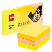 Notes adeziv Deli, 3 culori, 38 x 51 mm, 3 x 100 file, 70 g/mp