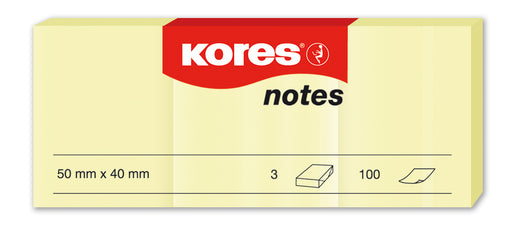 Notes adeziv Kores, galben pastel, 40 x 50 mm, 3 x 100 file