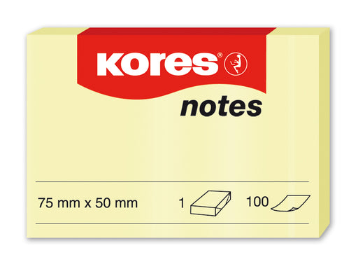 Notes adeziv Kores, galben pastel, 50 x 75 mm, 100 file