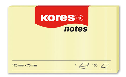 Notes adeziv Kores, galben pastel, 75 x 125 mm, 100 file