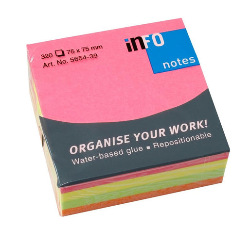 Notes Adeziv 75 x 75 mm 4 Culori Neon 320 file Global Notes