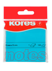 Notes adeziv Kores, albastru neon, 75 x 75 mm, 100 file