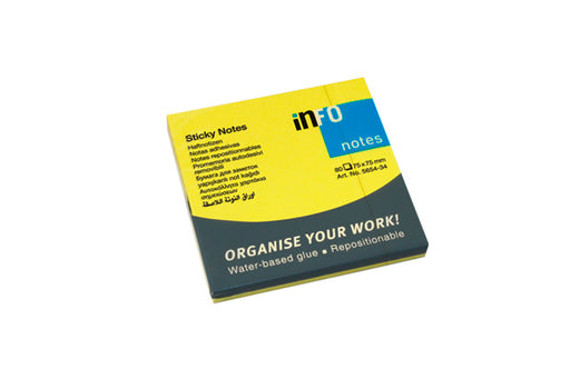 Notes Adeziv 75 x 75 mm Galben Neon 80 file Global Notes
