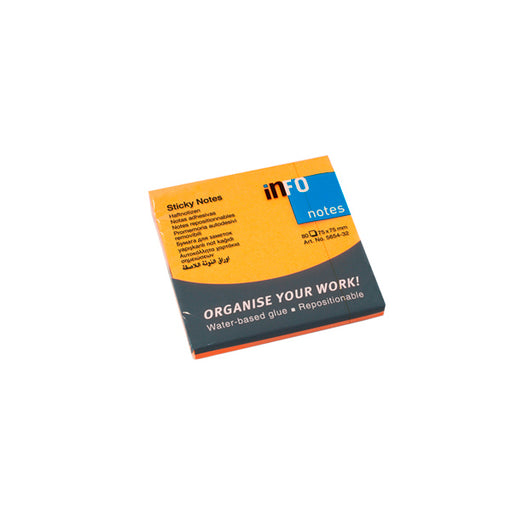 Notes Adeziv 75 x 75 mm Portocaliu Neon 80 file Global Notes