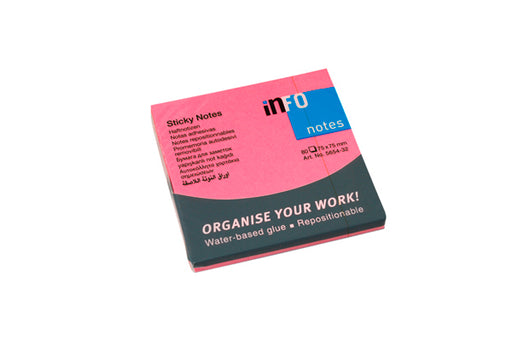 Notes Adeziv 75x75 mm Roz Neon 80 file Global Notes