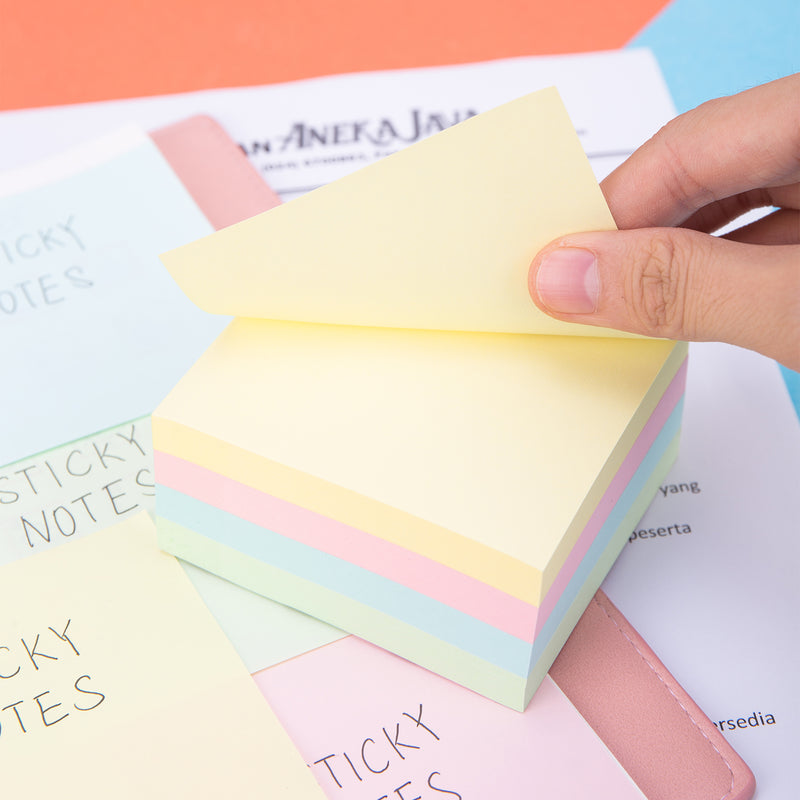 Cub Notes Adeziv 4 Culori Pastel 76x76mm 70g 400 File - Deli