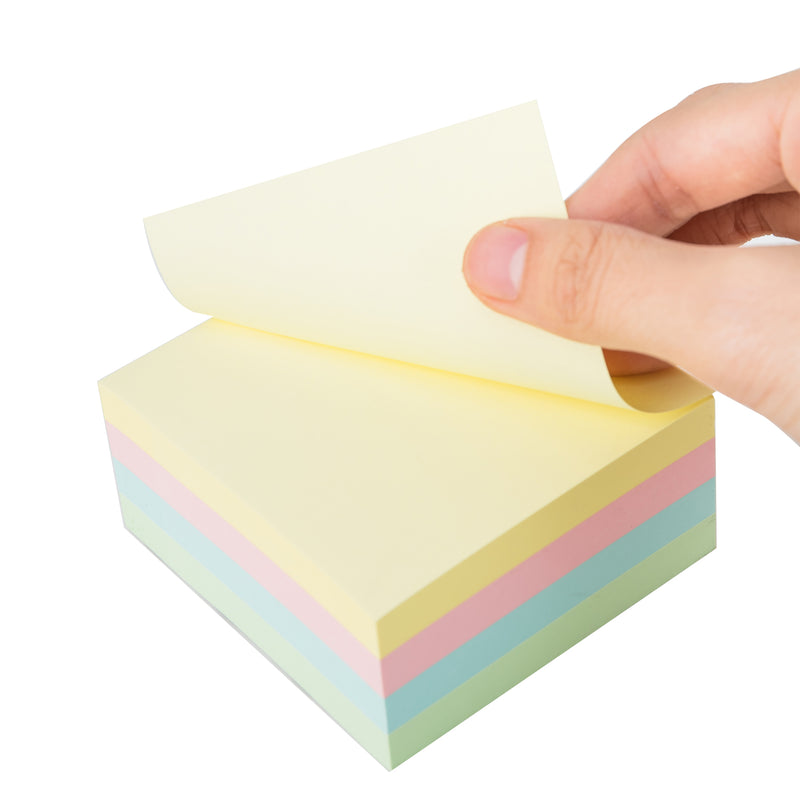 Cub Notes Adeziv 4 Culori Pastel 76x76mm 70g 400 File - Deli