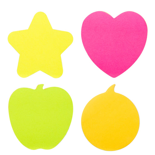 Notes adeziv Deli, diverse forme 4 culori neon, 76 x 76 mm, 4 x 20 file, 70 g/mp