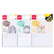 Notes adeziv Deli, liniat model pisici/căței, 75 x 84 mm, 25 file, 75 g/mp