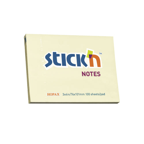 Notes adeziv Stick'n, galben pastel, 76 x 101 mm, 100 file