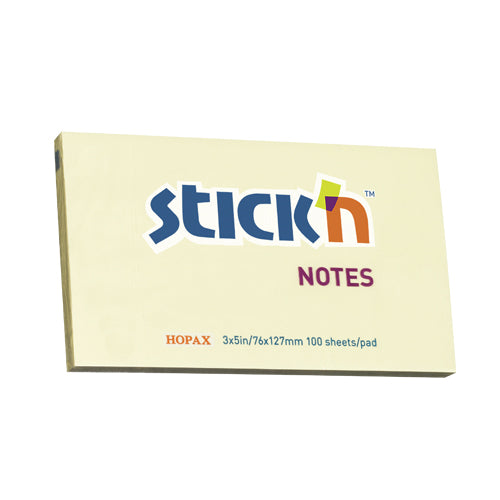 Notes adeziv Stick'n, galben pastel, 76 x 127 mm, 100 file