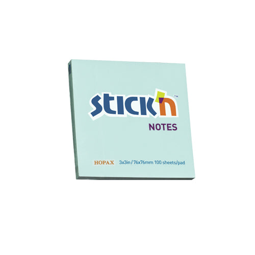 Notes adeziv Stick'n, albastru pastel, 76 x 76 mm, 100 file