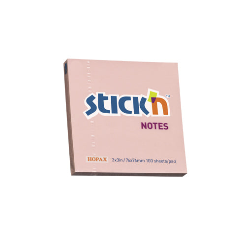 Notes adeziv Stick'n, roz pastel, 76 x 76 mm, 100 file