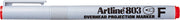 Marker OHP Non-Permanent 803 Vârf Fin 0,5 mm Artline Roșu