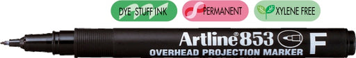 Marker OHP Permanent 853 Vârf Fin 0,5 mm Artline Negru