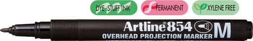 Marker OHP Permanent 854 Vârf Mediu 1 mm Artline Negru