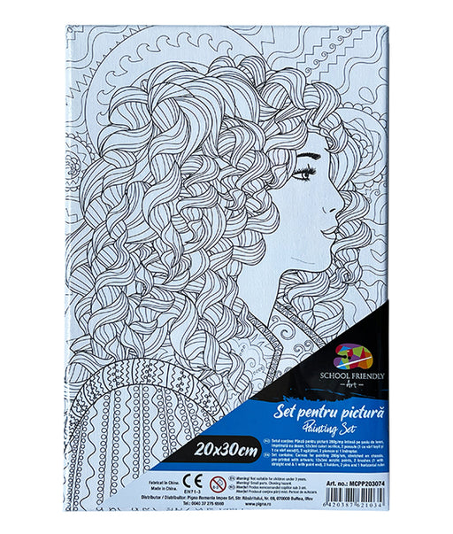 Set Pânză Predesenată pe Șasiu 20 x 30 cm Mandale Față Pigna