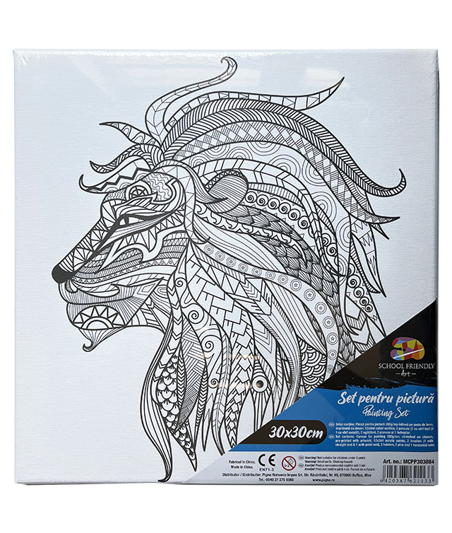 Set Pânză Predesenată pe Șasiu 30 x 30 cm Mandale Leu Pigna