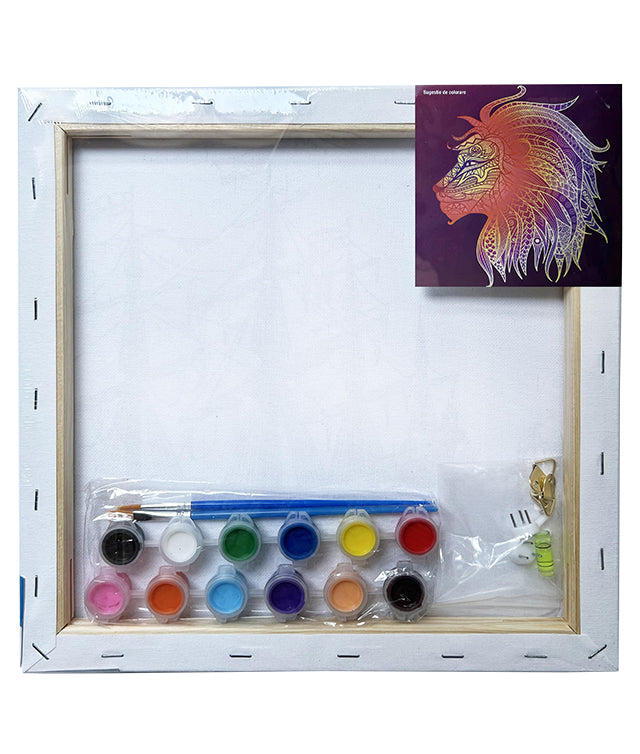 Set Pânză Predesenată pe Șasiu 30 x 30 cm Mandale Leu Pigna