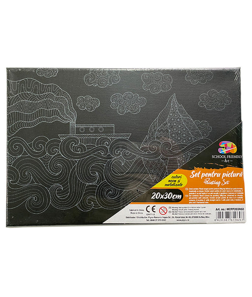 Set Pânză Neagră Predesenată pe Șasiu 20 x 30 cm Mare Pigna