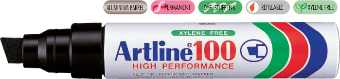 Marker Permanent 100 Vârf Teșit 7,5-12 mm Artline Negru