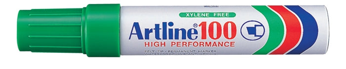 Marker Permanent 100 Vârf Teșit 7,5-12 mm Artline Verde