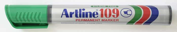 Marker Permanent 109 Vârf Teșit 2-5 mm Artline Verde