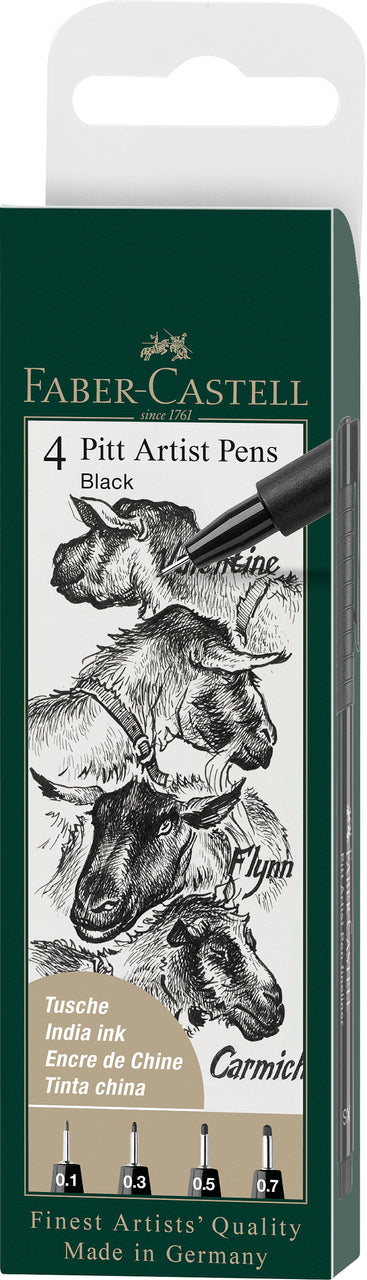 Set 4 Markere Pitt Artist Pen Negru XS, S, F, M Faber-Castell