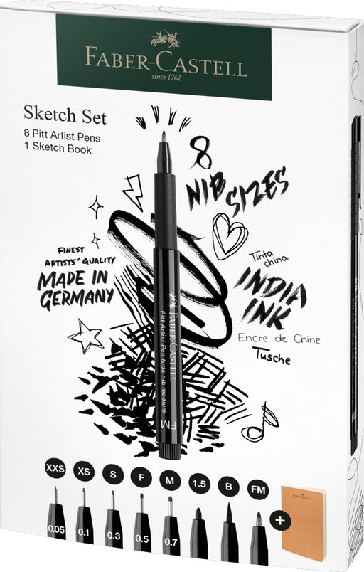 Set Sketching 8 Markere Pitt Artist Pen cu Sketchbook Faber-Castell