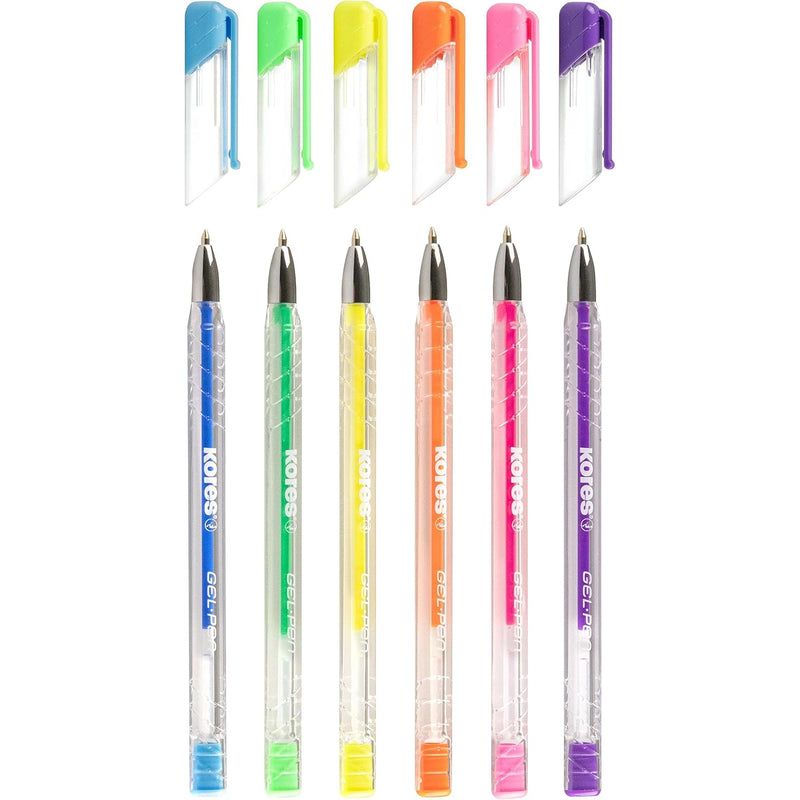 Pix cu Gel K11 0,4 mm Culori Neon Set 6 Buc Kores