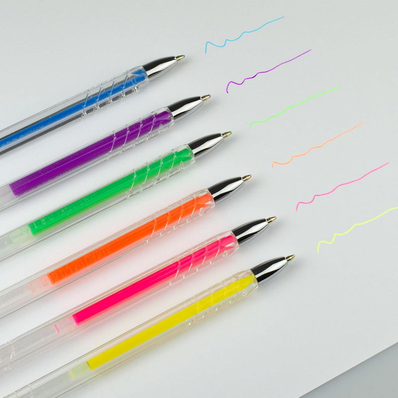 Pix cu Gel K11 0,4 mm Culori Neon Set 6 Buc Kores