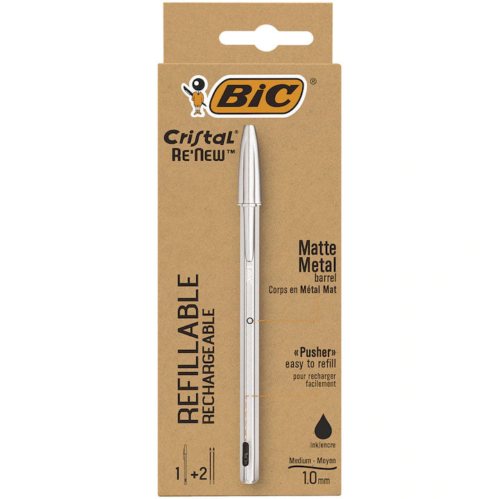 Pix Metalic cu Mecanism Negru + 2 Rezerve BIC
