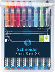 Set 8 Pixuri Slider Basic XB Rubber Grip 1,4 mm Culori Asortate Schneider