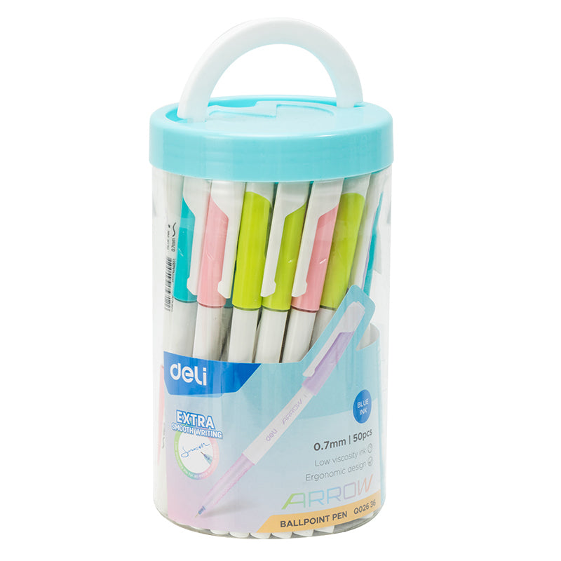 Set 50 Pixuri de Unică Folosință 0,7 mm Corp Albastru Deli