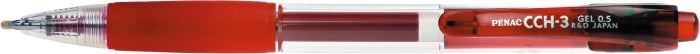 Pix cu Gel CCH-3 Rubber Grip 0,5 mm Corp Transparent Penac Roșu