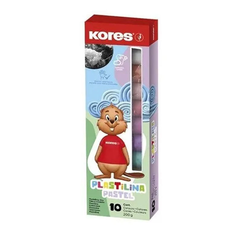 Plastilină 10 Culori Pastel 200 g Kores