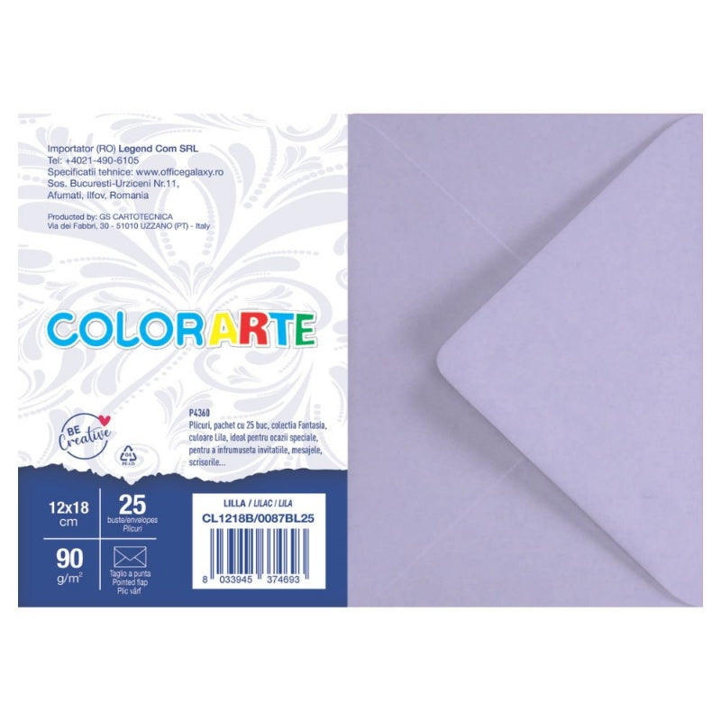 Plic Invitație Fantasia Lila 120x180mm 90g/mp 25 Buc/Set - Colorarte