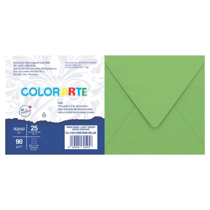 Plic Invitație Fantasia Verde Deschis 145x145mm 90g/mp 25 Buc/Set - Colorarte