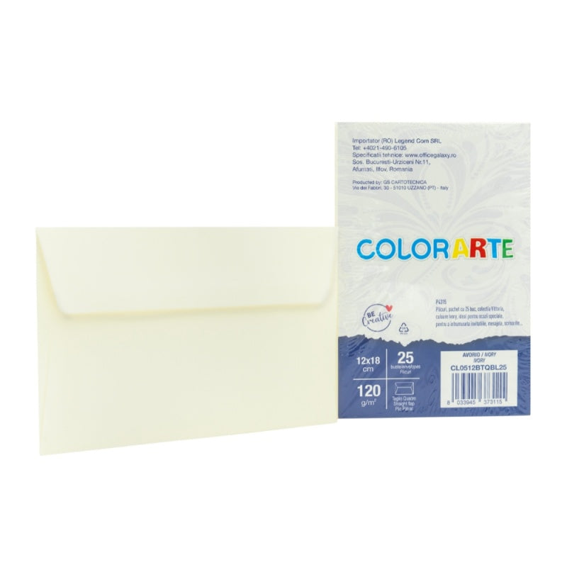 Plic Invitație Vittoria Ivory 120x180mm 120g/mp 25 Buc/Set - Colorarte