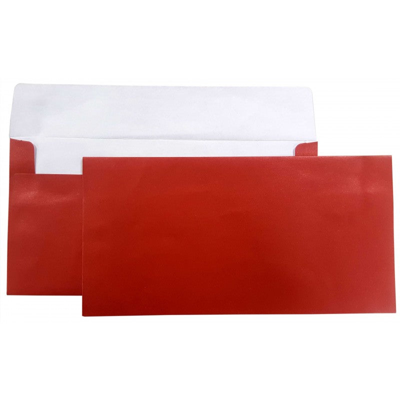 Plic Color Roșu Metalizat DL 110x220mm 120g/mp Autoadeziv 10 Buc/Set - CNX