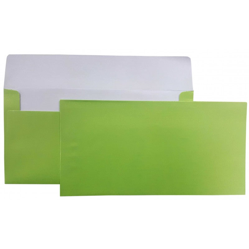 Plic Color Verde Fistic Metalizat DL 110x220mm 120g/mp Autoadeziv 10 Buc/Set - CNX