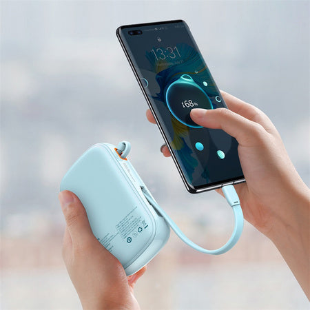 Baterie Externă Qpow2 20000mAh 22.5W Display Digital Cablu USB-A Albastru - Baseus