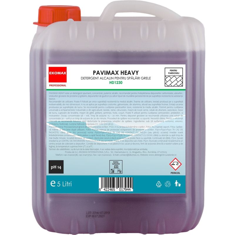 Detergent alcalin spalari grele Ekomax Pavimax Heavy 5 l