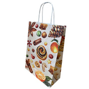 Pungă de Hârtie cu Mâner Răsucit 18x8x22 cm Prăjituri de Crăciun Papiroti