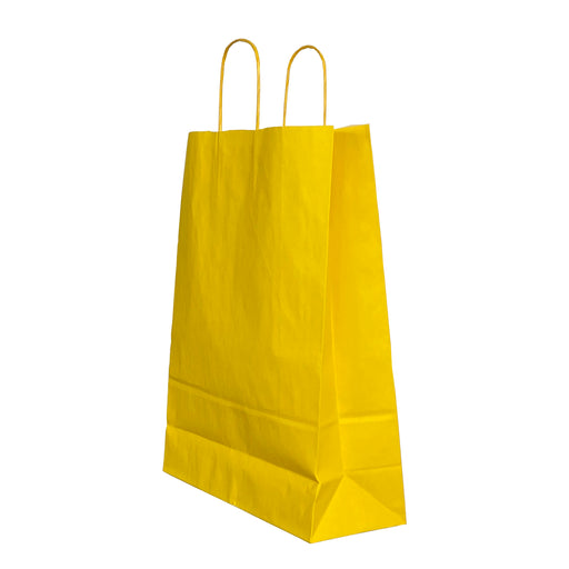 Pungă Cadou din Hârtie cu Mâner Răsucit 26 x 12 x 35 cm Galben/Alb Papiroti