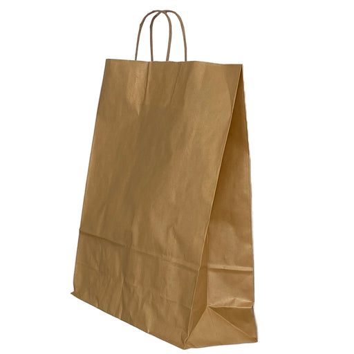 Pungă de Hârtie cu Mâner Răsucit 26x12x35 cm Auriu/Alb Papiroti