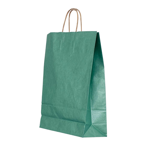 Pungă Cadou din Hârtie cu Mâner Răsucit 26 x 12 x 35 cm Verde/Maro Papiroti