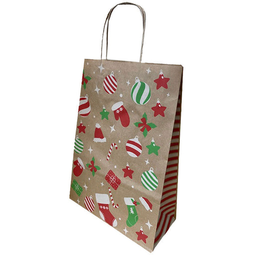 Pungă Hârtie Mâner Răsucit 32 x 12 x 41 cm Maro Glob Crăciun Papiroti